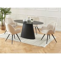 Set Tisch ANTELADA + 4 Stühle GULSUN - Schwarz & Beige von Vente-unique
