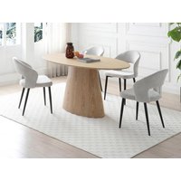 Set Tisch ANTELADA + 4 Stühle NIYAMA - Holzfarben hell & Grau von Vente-unique