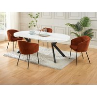 Set Tisch KOMONI + 4 Stühle MORONI - Weiß lackiert & Terracotta Set Tisch KOMONI + 4 Stühle MORONI - Weiß lackiert & Terracotta von Vente-unique