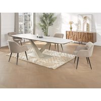 Set Tisch MALATA + 4 Stühle HEKA - Marmor-Optik - Weiß & Beige von Vente-unique