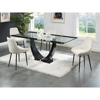 Set Tisch MEZZO II + 4 Stühle MASURIE - Transparent & Cremefarben Set Tisch MEZZO II + 4 Stühle MASURIE - Transparent & Cremefarben von Vente-unique