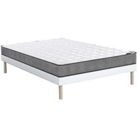 Set aus Bettgestell + Taschenfederkernmatratze - 140 x 190 cm - Stärke 19 cm - KIJAL von YSMÉE von Vente-unique