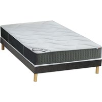 Set aus Bettgestell Samtvelours + Taschenfederkernmatratze  - 140 x 190 cm - Hybridmatratze - mit Memory Schaum - 7 Zonen - Stärke 25 cm - TIAMAT von DREAMEA von Vente-unique