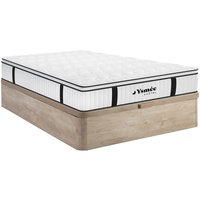 Set aus Bettgestell mit Bettkasten + Taschenfederkernmatratze feuerfest & Topper - 160 x 200 cm - Stärke 28 cm - Holzfarben hell - DELICE von YSMÉE HÔTEL Set aus Bettgestell mit Bettkasten + Taschenfederkernmatratze feuerfest & Topper - 160 x 200 cm - Stärke 28 cm - Holzfarben hell - DELICE von YSMÉE HÔTEL von Vente-unique