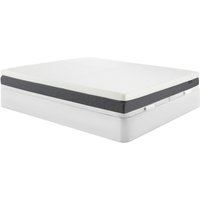Set aus Bettgestell mit Bettkasten + Taschenfederkernmatratze mit Auflage Memory Schaum & 7-Zonen-Schaumstoff - 180 x 200 cm - Hybridmatratze - Mit abnehmbarem Bezug - Stärke 25 cm - Weiß - KEPUR von YSMÉE von Vente-unique