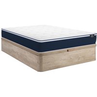 Set aus Bettgestell mit Bettkasten + Taschenfederkernmatratze & Topper - 160 x 200 cm - Stärke 24 cm - Holzfarben hell - ALTIER von YSMÉE Set aus Bettgestell mit Bettkasten + Taschenfederkernmatratze & Topper - 160 x 200 cm - Stärke 24 cm - Holzfarben hell - ALTIER von YSMÉE von Vente-unique
