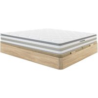 Set aus Bettgestell mit Bettkasten + Taschenfederkernmatratze & Topper - 180 x 200 cm - Stärke 29 cm - Holzfarben hell - CANTERBURY von YSMÉE Set aus Bettgestell mit Bettkasten + Taschenfederkernmatratze & Topper - 180 x 200 cm - Stärke 29 cm - Holzfarben hell - CANTERBURY von YSMÉE von Vente-unique