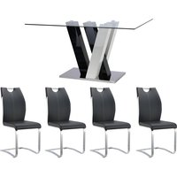 Set aus Esstisch + 4 Stühle - Schwarz & Weiß - WINCH von Vente-unique