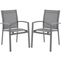 Gartenstuhl-Set 2er stapelbar - Aluminium & Textilene - Anthrazitgrau - TELTO von MYLIA von Vente-unique