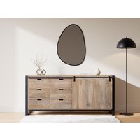 Sideboard mit 1 Tür & 6 Schubladen - Mangoholz & Metall - Holzfarben & Schwarz - HARLEM II Sideboard mit 1 Tür & 6 Schubladen - Mangoholz & Metall - Holzfarben & Schwarz - HARLEM II von Vente-unique