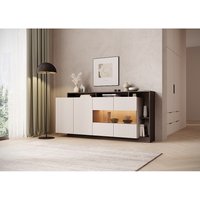 Sideboard mit 4 Türen & 4 Ablagefächern - Mit LED-Beleuchtung -  Beige und Natur Dunkel - IDESIA Sideboard mit 4 Türen & 4 Ablagefächern - Mit LED-Beleuchtung -  Beige und Natur Dunkel - IDESIA von Vente-unique