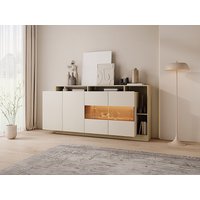 Sideboard mit 4 Türen & 4 Ablagefächern - Mit LED-Beleuchtung - Beige und Natur Hell - IDESIA Sideboard mit 4 Türen & 4 Ablagefächern - Mit LED-Beleuchtung - Beige und Natur Hell - IDESIA von Vente-unique