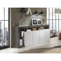Sideboard mit 4 Türen & 4 Ablagen - Weiß lackiert & Beton-Optik - SEFRO von Vente-unique