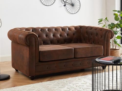Sofa 2-Sitzer - Microfaser - Vintage-Look - Chesterfield von Vente-unique