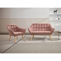 Sofa 2-Sitzer & Sessel - melierter Stoff - Rosa - CASERTA von Vente-unique