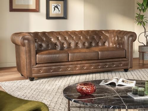 Vente-unique-Sofa 3-Sitzer - Microfaser - Vintage-Look - Chesterfield von Vente-unique