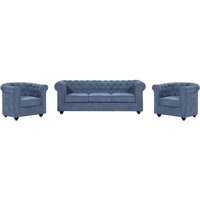 Sofa 3-Sitzer & 2 Sessel - Stoff - Blau - CHESTERFIELD von Vente-unique