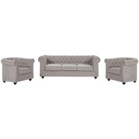 Sofa 3-Sitzer & 2 Sessel - Stoff - Grau - CHESTERFIELD von Vente-unique