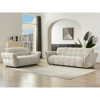 Sofa 3-Sitzer & 2-Sitzer - melierter Stoff - Beige - NAPIZO von Vente-unique