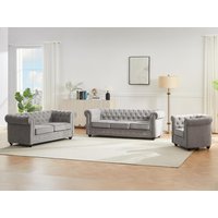 Sofa 3-Sitzer & 2-Sitzer & Sessel - Stoff - Grau - CHESTERFIELD von Vente-unique