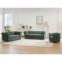 Sofa 3-Sitzer & 2-Sitzer & Sessel - Stoff - Grün - CHESTERFIELD von Vente-unique