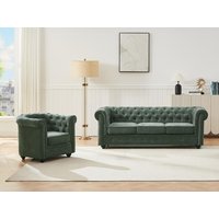 Sofa 3-Sitzer & Sessel - Stoff - Grün - CHESTERFIELD von Vente-unique