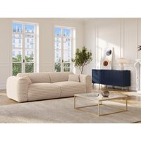 Sofa 4-Sitzer mit Matratze - grob gerippter Cord - Beige - POGNIA von Vente-unique