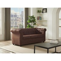 Sofa mit Schlaffunktion 3-Sitzer - Mikrofaser - Vintage-Leder-Optik - CHESTERFIELD von Vente-unique
