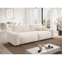 Sofa mit Schlaffunktion 4-Sitzer - Strukturstoff - Cremefarben - DAVISO von Vente-unique