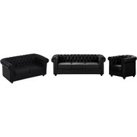 Sofas 3-Sitzer, 2-Sitzer & Sessel - Kunstleder - Schwarz - CHESTERFIELD von Vente-unique