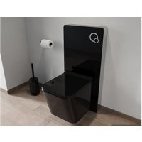 Sparset - Wand-WC - Schwarz glänzende Keramik mit dekorativem Trägergestell - CLEMONA von Vente-unique