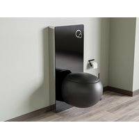 Sparset - Wand-WC aus mattschwarzer Keramik mit dekorativem Trägergestell - HURO II von Vente-unique