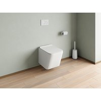 Sparset - Wand-WC mit Trägergestell & weißer Betätigungsplatte - Weiß matt - CLEMONA von Vente-unique