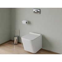 Sparset - Weißes Wand-WC mit Trägergestell & Ovaler, chromfarbener Betätigungsplatte - CLEMONA Sparset - Weißes Wand-WC mit Trägergestell & Ovaler, chromfarbener Betätigungsplatte - CLEMONA von Vente-unique