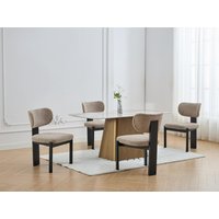 Stuhl 2er-Set - Bouclé-Stoff & Kautschukholz - Taupe & Schwarz - WILANA Stuhl 2er-Set - Bouclé-Stoff & Kautschukholz - Taupe & Schwarz - WILANA von Vente-unique