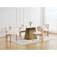 Stuhl 2er-Set - Bouclé-Stoff & Kautschukholz - Weiß - WILANA Stuhl 2er-Set - Bouclé-Stoff & Kautschukholz - Weiß - WILANA von Vente-unique