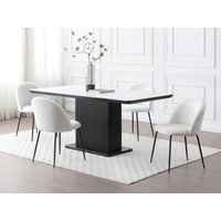 Stuhl 2er-Set - Bouclé-Stoff & schwarzer Edelstahl - Weiß - MELBOURNE von Vente-unique