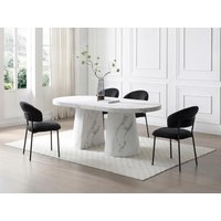 Stuhl 2er-Set - Cord & Metall - Schwarz - ALAYIS von Vente-unique