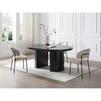 Stuhl 2er-Set - Cord & schwarzes Metall - Beige - ALAYIS von Vente-unique