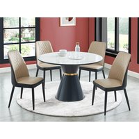 Stuhl 2er-Set - Kunstleder & Metall - Beige & Anthrazit - MILDURA von Vente-unique