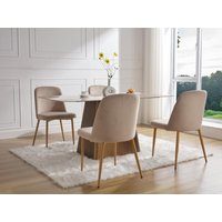 Stuhl 2er-Set - Samt & Holzoptik Metall - Beige - MINAGRI Stuhl 2er-Set - Samt & Holzoptik Metall - Beige - MINAGRI von Vente-unique