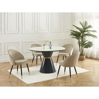 Stuhl 2er-Set - Samt & Metall - Beige - MAYLINA von Vente-unique
