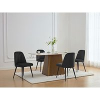 Stuhl 2er-Set - Samt & Metall - Schwarz - ELEANA von Vente-unique