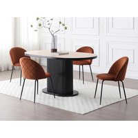 Stuhl 2er-Set - Samt & schwarzer Edelstahl - Terracotta - MELBOURNE von Vente-unique