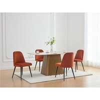 Stuhl 2er-Set - Samt & schwarzes Metall - Terracotta - ELEANA Stuhl 2er-Set - Samt & schwarzes Metall - Terracotta - ELEANA von Vente-unique