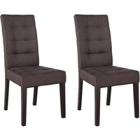 Stuhl 2er-Set - Stoff & Holz - Braun - VILLOSA von Vente-unique