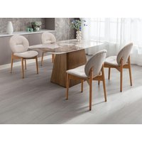 Stuhl 2er-Set - Stoff & Kautschukholz - Beige - ISADIO von Vente-unique