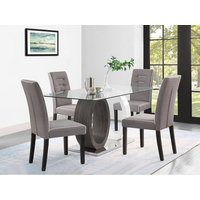 Stuhl 2er-Set - Stoff & Kautschukholz - Grau - GABELLE Stuhl 2er-Set - Stoff & Kautschukholz - Grau - GABELLE von Vente-unique