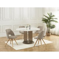 Stuhl 2er-Set - Stoff & Kautschukholz - Taupe - VESIANI von Vente-unique