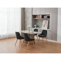 Stuhl 2er-Set - Strukturstoff & Buche - Schwarz - MASURIE Stuhl 2er-Set - Strukturstoff & Buche - Schwarz - MASURIE von Vente-unique